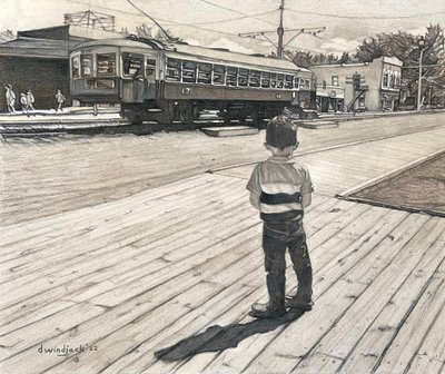 Spellbound At Fort Edmonton, 2022 (lápis sobre papel) de Darrell Windjack