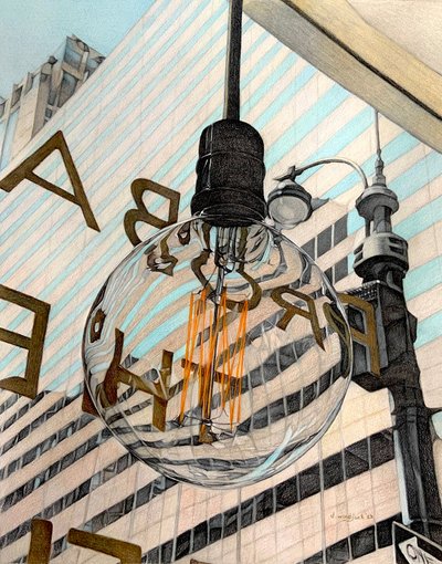 Through a Glass Brightly, 2023 (lápis sobre papel) de Darrell Windjack