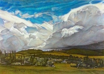 Unsettled Sky, 2018 (lápis sobre papel) de Darrell Windjack
