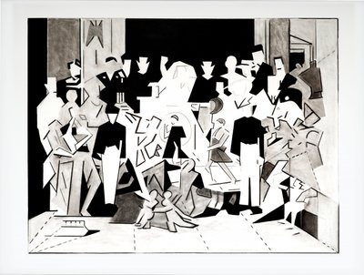 Balada de Charles e Di versão 2, 2018 (carvão sobre papel) de Darren Coffield