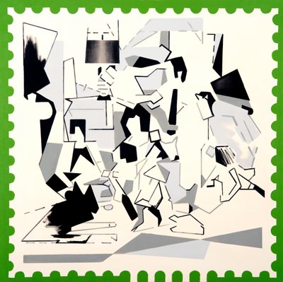 Christmas at The Kennedys IV, 2019 (acrílico sobre tela) de Darren Coffield