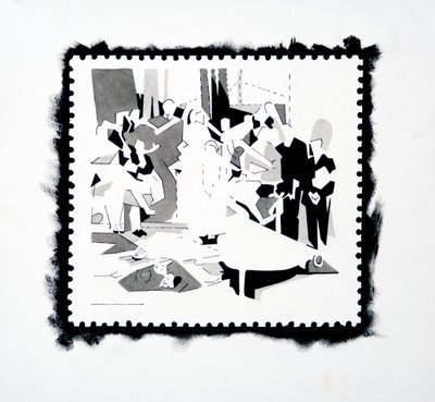 Festa da Panela (estudo de carimbo), 2019 (tinta sobre papel) de Darren Coffield