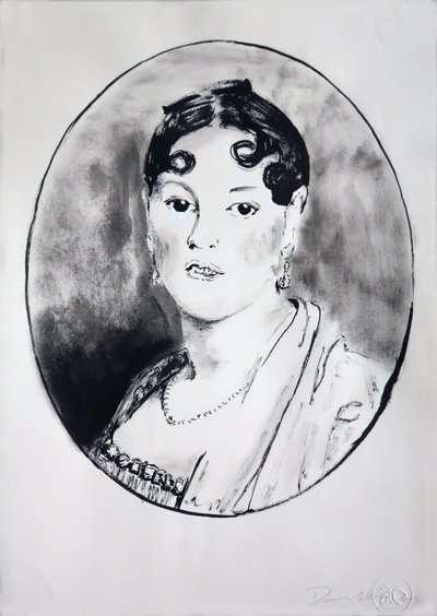 Rapariga Ingre 2, 2003 (tinta sobre papel) de Darren Coffield