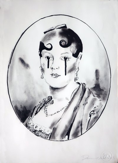 Ingre Girl 4, 2003 (tinta sobre papel) de Darren Coffield