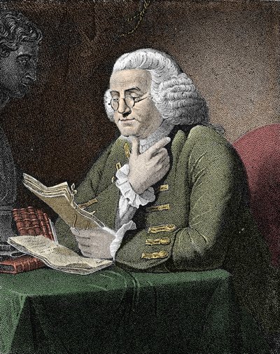 Retrato de Benjamin Franklin (1706-1790), filósofo, físico e embaixador americano. Gravura depois de um quadro de David Martin. de David (after) Martin