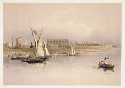 Egito, ruínas de Luxor do Rio Nilo, gravura baseada em desenho de David Roberts de David (after) Roberts