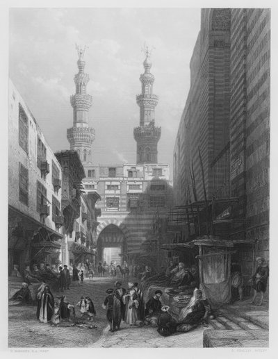 Porta dos Metwaleys, Cairo, da foto da Coleção Real (gravura) de David (after) Roberts