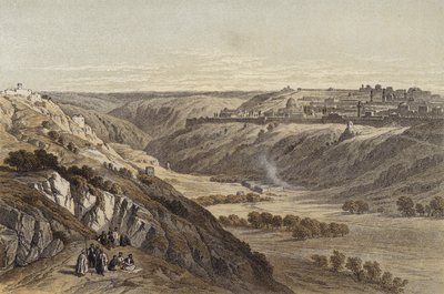 Jerusalém do Monte das Oliveiras (cor litho) de David (after) Roberts