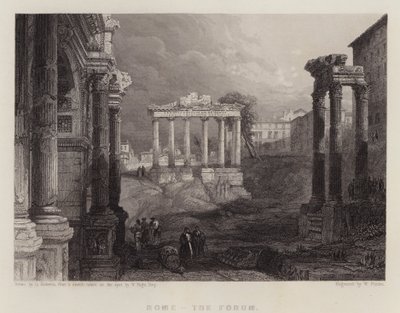 Roma, o Fórum (cor litho) de David (after) Roberts