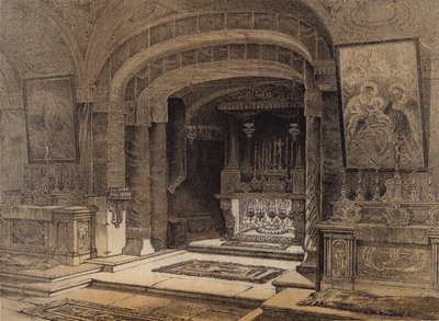 Santuário da Anunciação, Nazaré (cor litho) de David (after) Roberts