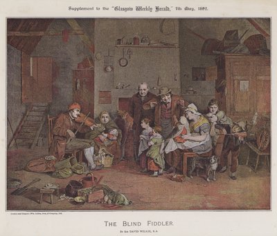 The Blind Fiddler (cor litho) de David (after) Wilkie
