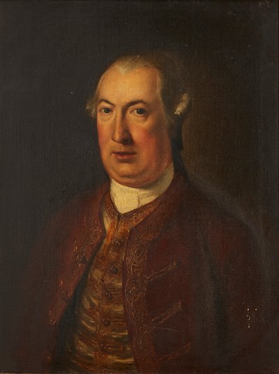Retrato de meio comprimento de um cavalheiro em uma jaqueta e colete bordados (óleo sobre tela) de David (follower of) Martin