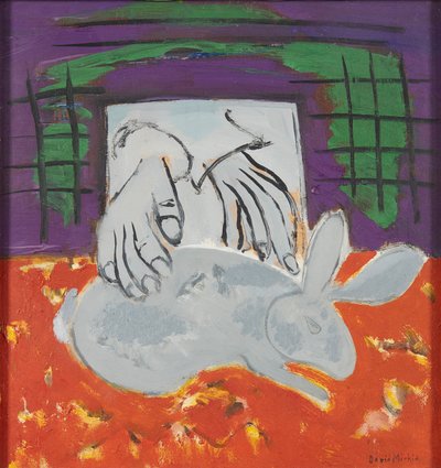 Pegando o Coelho - 1960 (óleo a bordo) de David Alan Redpath Michie