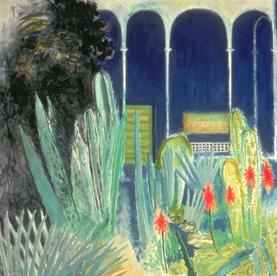 Nos Jardins Majorelle (óleo sobre tela) de David Alan Redpath Michie