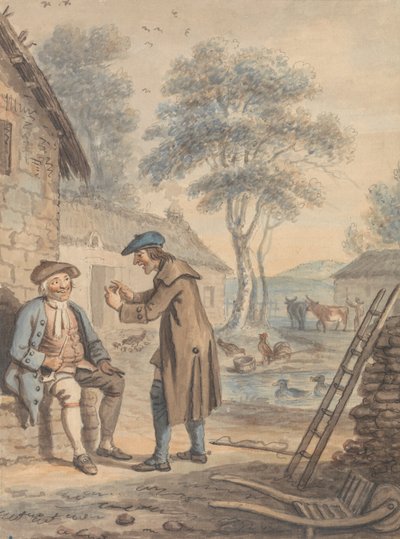 Symon dá a notícia a Glaud: Desenho número 3 para The Gentle Shepherd de David Allan