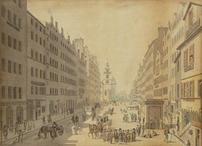 Vista da rua principal de Edimburgo, a partir do leste, 1793 de David Allan