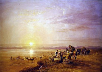 Atravessar as Areias (aguarela sobre vestígios de lápis com raspagem no papel) de David Cox