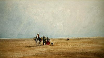 Números com um burro numa praia francesa (aguarela no papel) de David Cox