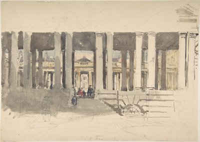 Hospital de Greenwich (frente); Estudo de um edifício (verso) de David Cox