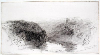 Knaresborough (carvão vegetal sobre papel) de David Cox