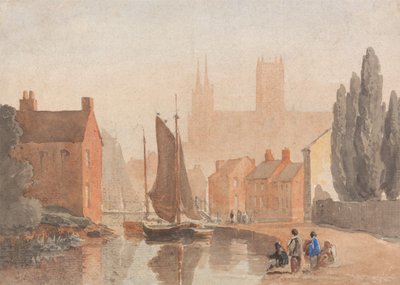 Catedral de Lincoln vista de Brayford Pool de David Cox