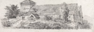 Igreja de Llanfair, País de Gales do Norte para um tratado sobre pintura paisagística e efeitos nas cores da água de David Cox