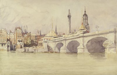 London Bridge, 1831 (wc com bodycolour sobre grafite sobre papel) de David Cox