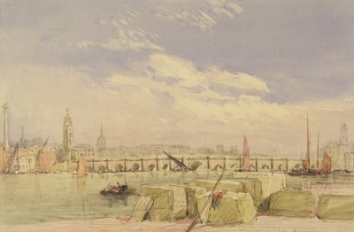London Bridge, c.1828-30 (wc e bodycolour sobre grafite sobre papel) de David Cox