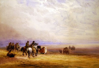Preparação para atravessar Lancaster Sands (aguarela sobre papel) de David Cox