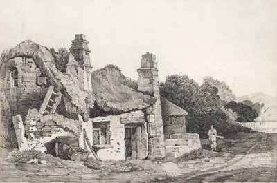 Casa de campo em ruínas (desenho) de David Cox