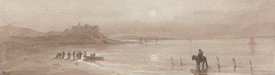 Seacoast, Sunset com Castelo de Harlech de David Cox