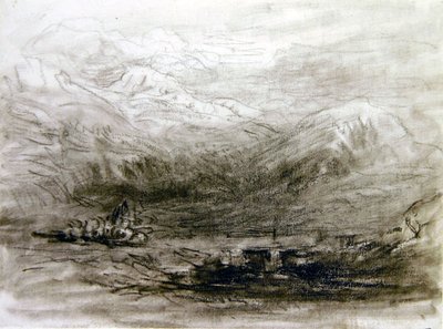 Snowdonia (giz preto sobre papel) de David Cox