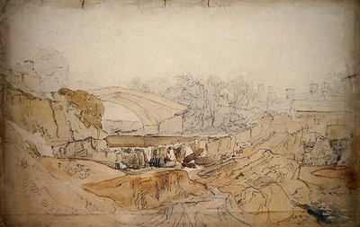 A Ponte em Rhayader (lápis e aguarela sobre papel) de David Cox