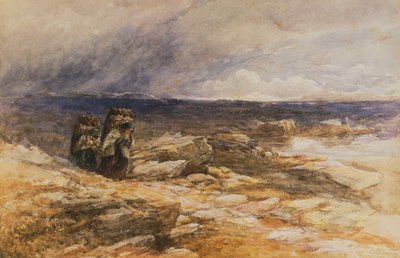 The Peat Gatherers perto de Bettws-Y-Coed, North Wales (aquarela) de David Cox