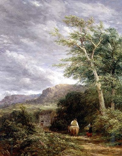 Welsh Landscape with a Watermill (óleo sobre tela) de David Cox