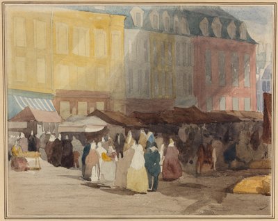 Cena de um mercado francês, possivelmente em Boulogne de David Cox the elder