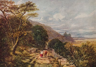 Trilha do país levando ao Castelo Harlech, século 19, 1938 de David Cox the elder