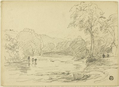 Cena do rio de David Cox the elder