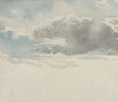 Estudo de Nuvens Reto, Estudo de um Elder Bush por um verso de cerca, 1820-45. de David Cox the elder