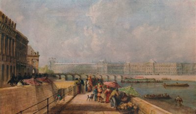 A Pont des Arts e o Louvre do Quai Conti, c1849 de David Cox the elder