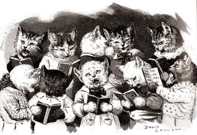 Coro de gatos cantores, início do século XX (ilustração) de David Ericson