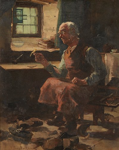 Na Oficina do Sapateiro (óleo sobre tela) de David Fulton
