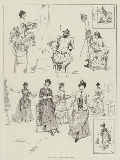 Senhora artistas no Louvre, Paris de David Hardy