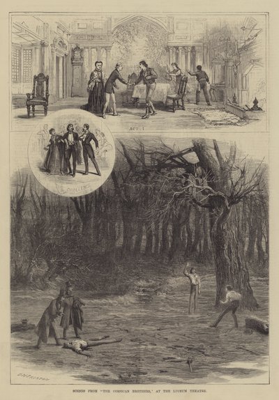 Cenas dos Irmãos da Córsega, no Lyceum Theatre de David Henry Friston