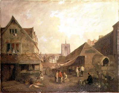 Old Fishmarket, Norwich (óleo sobre tela) de David Hodgson