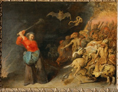 Dulle Griet, uma bruxa lendária holandesa, meio perigosa, meio engraçada (pintura sobre madeira de carvalho) de David III Ryckaert