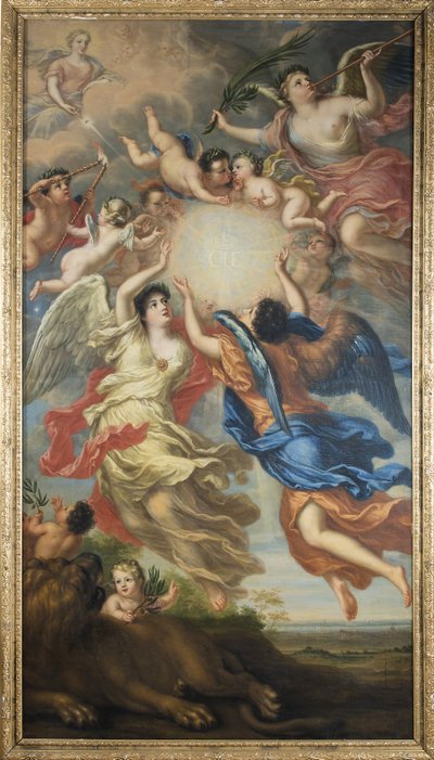 Alegoria de Carlos XI da Suécia e Ulrika Eleonora da Dinamarca e Noruega - Alegoria de Carlos XI da Suécia (1655-1697) e Ulrika Eleonora da Dinamarca (1656-1693), por Ehrenstrahl, David Kloecker (1629-1698). Óleo sobre tela de David Klöcker Ehrenstrahl