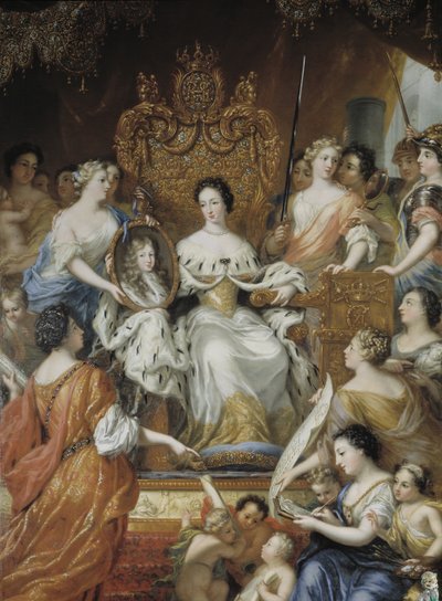 Allegorie de la regence de Ulrique Eleonore de Danemark et de Norvege, reine consort de Suede Finlande - Alegoria da regência de Ulrika Eleonora da Suécia (1656-1693), de Ehrenstrahl, David Kloecker (1629-1698). Óleo sobre tela, Fim do 17º cen. Nacional de David Klöcker Ehrenstrahl
