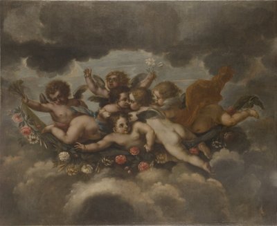 Putti adornando com flores de David Klöcker Ehrenstrahl