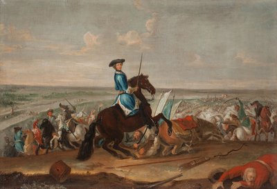 Rei Carlos XII na Batalha de Narva em 19 de novembro de 1700 de David Krafft von